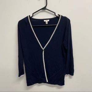 VINTAGE CONRAD C. BLUE & WHITE CARDIGAN